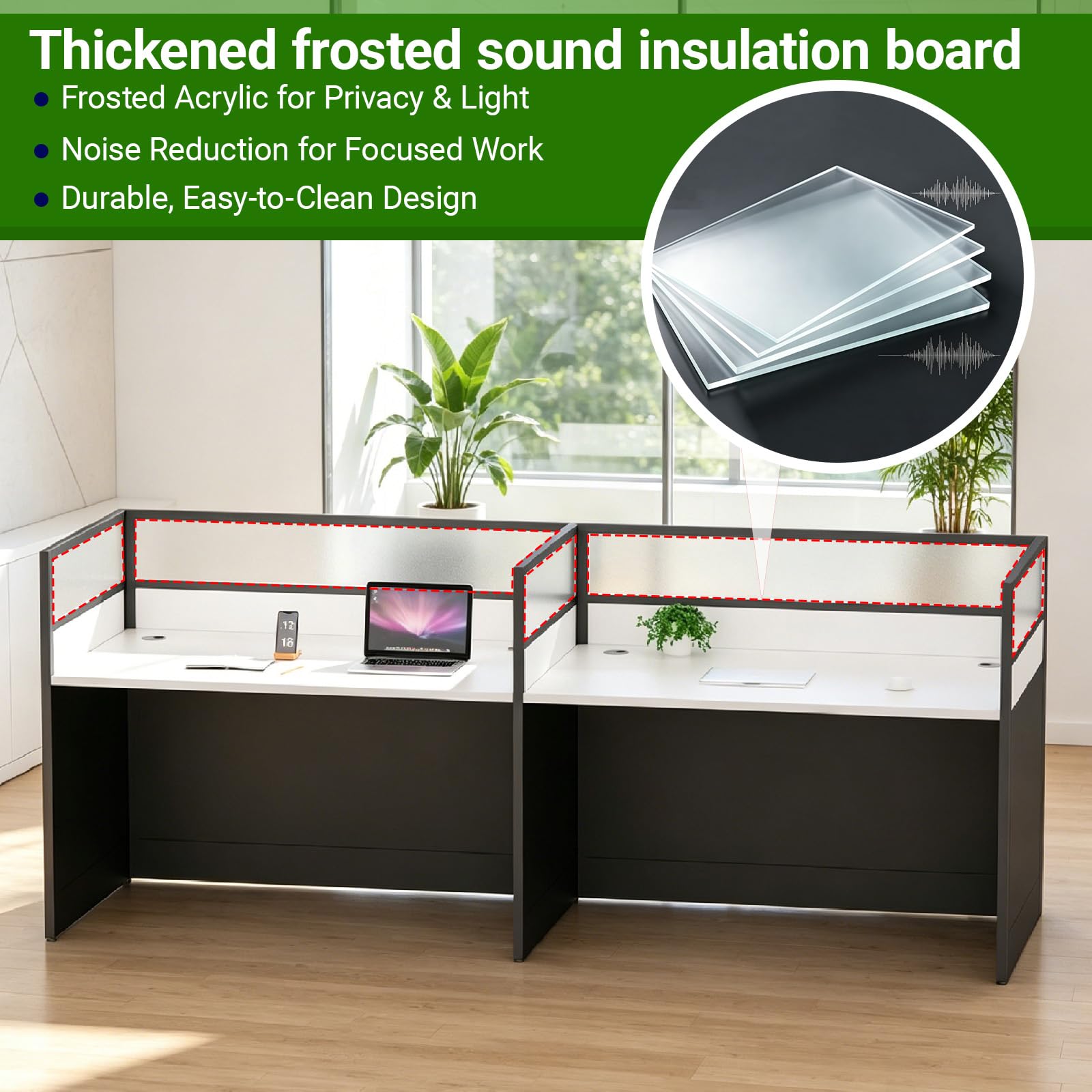 STLWR Office Cubicle Desk with Privacy Partitions