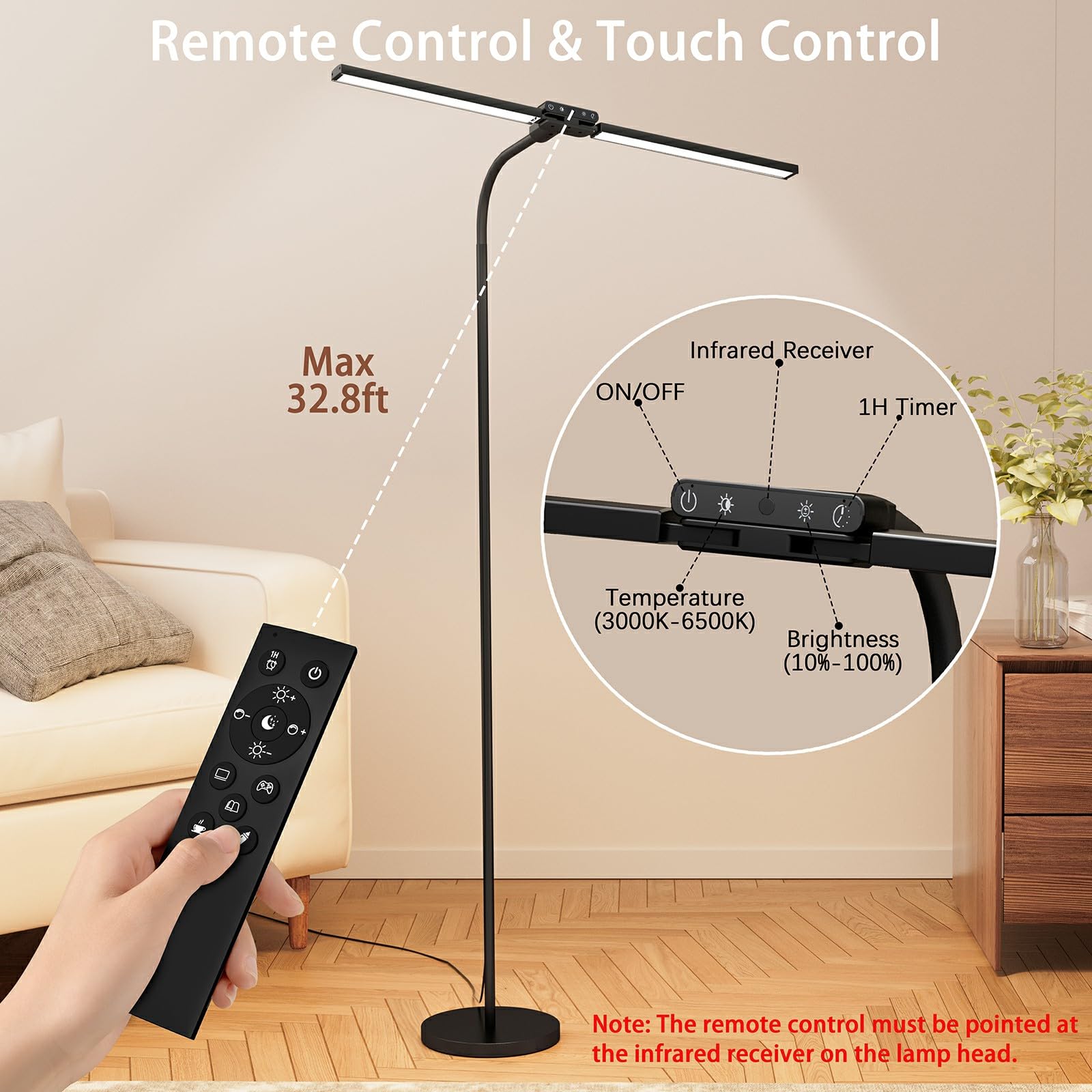 SIBRILLE 24W Dual-Head Dimmable LED Floor Lamp
