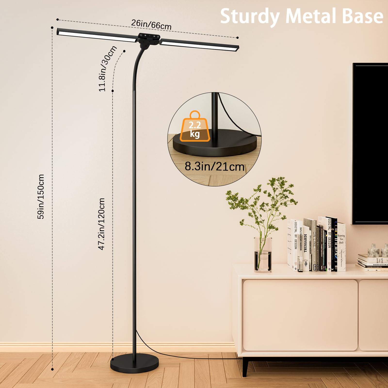 SIBRILLE 24W Dual-Head Dimmable LED Floor Lamp
