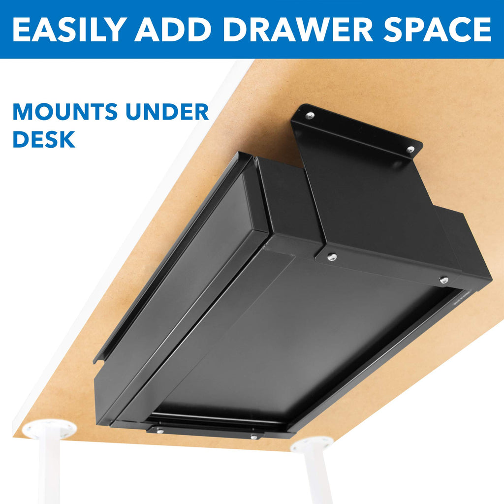Mount-It! Under Desk Pull-Out Drawer Kit with Smooth Sliding Track | Office Storage Organizer | Mounts to Desktops Tables and Workbenches Over 0.71 Inches Thick