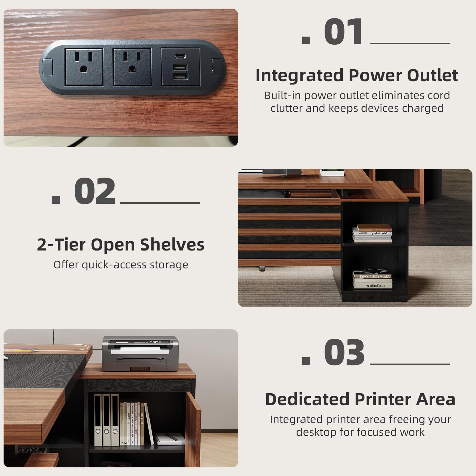 Epecoya 78-Inch L-Shaped Executive Desk