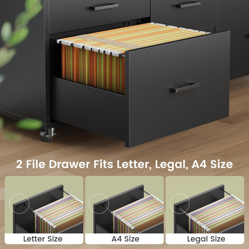 SEDETA 6-Drawer Mobile File Cabinet with Power Strip