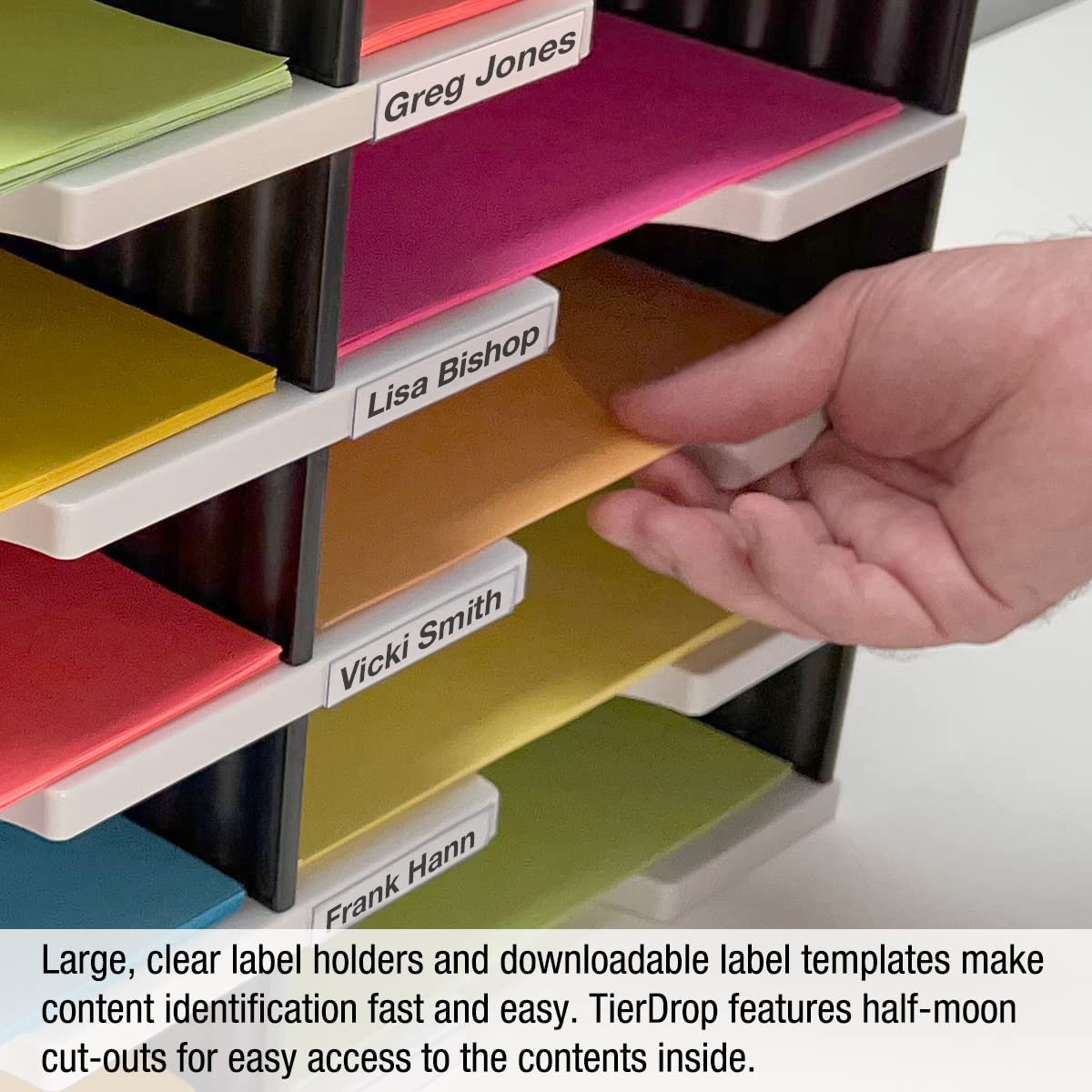 TierDrop 12-Tier Letter Tray Organizer with 3 Drawers