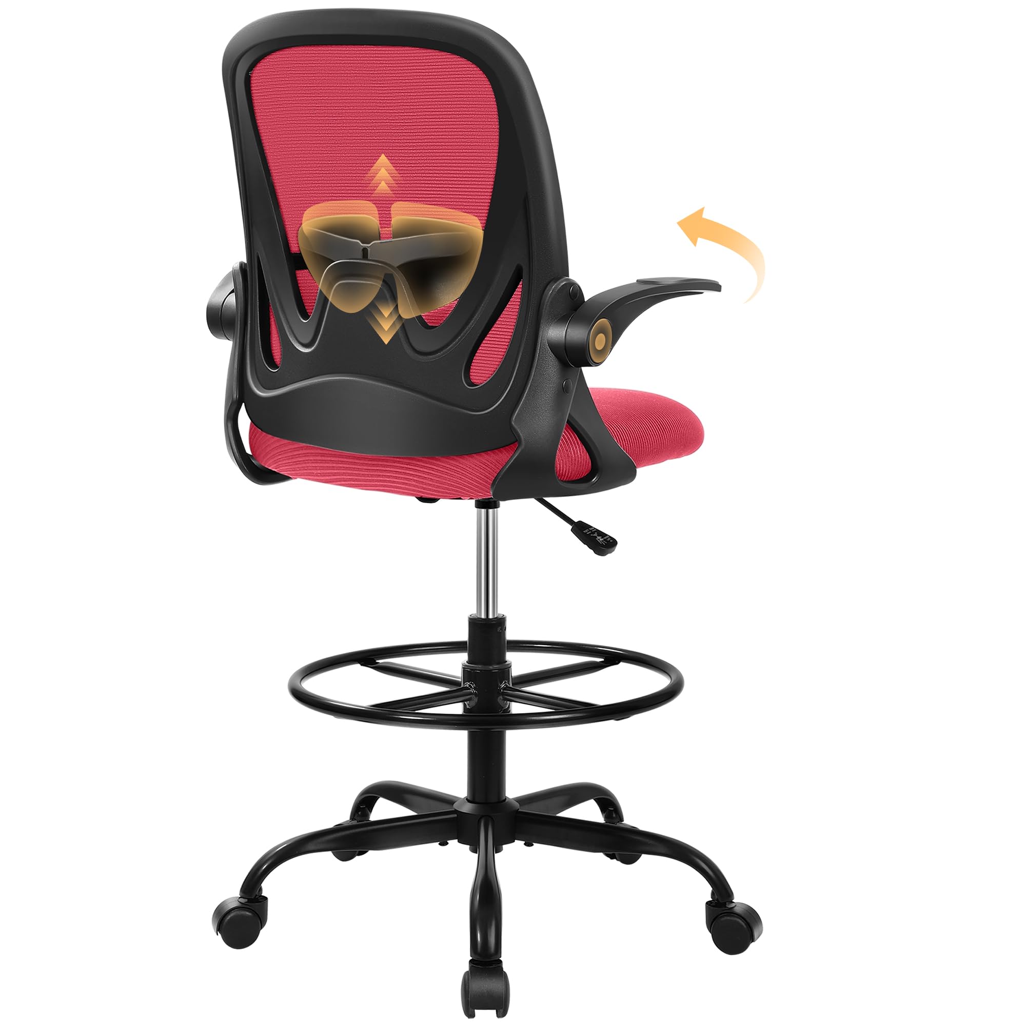 Primy PR934-Z Tall Drafting Chair with Flip-Up Armrests