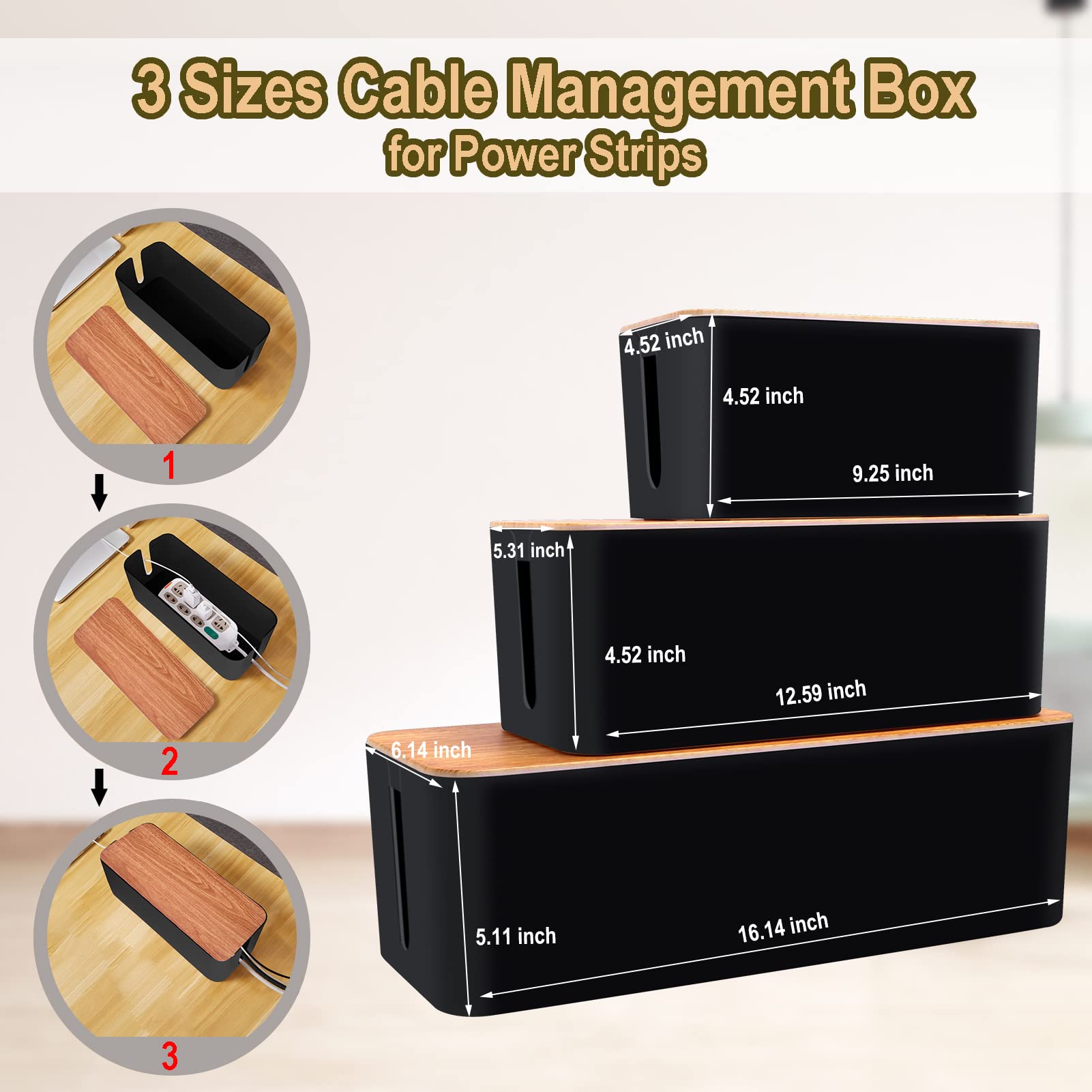 Cable Management Box & Wire Organizer for Home Office