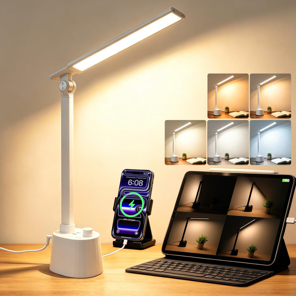 BOHON LED Desk Lamp with USB-C & Wireless Charging