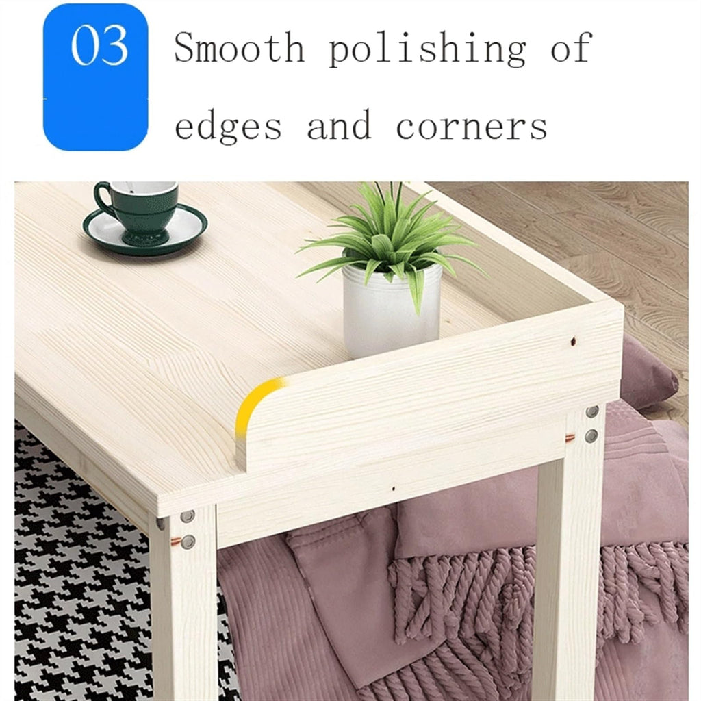 HYgloF Mobile Computer Desk Overbed Bedside Table with Wheels, Wooden Mobile Standing Desk Laptop Rolling Computer Cart for Hospital Home Use Adjustable