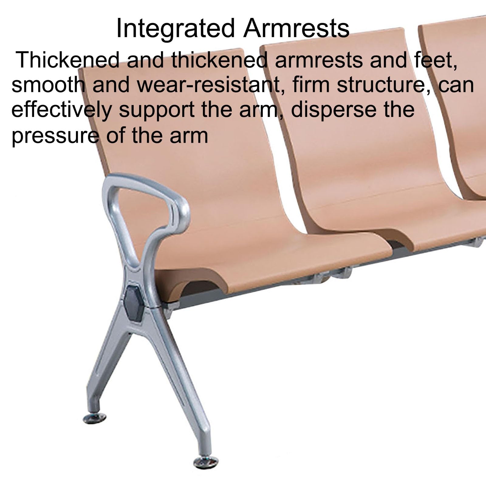 3-Seater Airport Waiting Bench Synthetic Leather Reception Chair with Armrests & Backrest Closed Beam Design for Office & Lounge Seating
