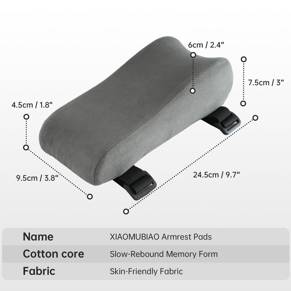 Set of 2 Memory Foam Arm Rest Cushion, Chair Arm Pads Support Pads, Elbow Pressure Relief Cushion for Office Desk & Gaming Chair, Non‑Slip Secure Straps, Removable Washable Cover