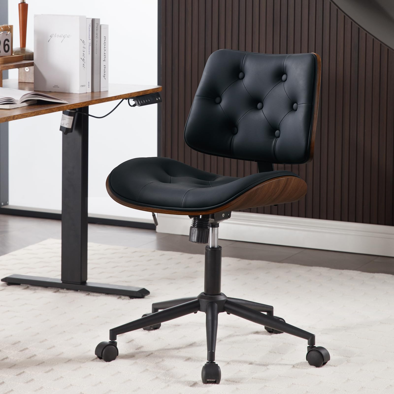 BERYTH 5010 Mid-Back Walnut Office Chair with Wheels