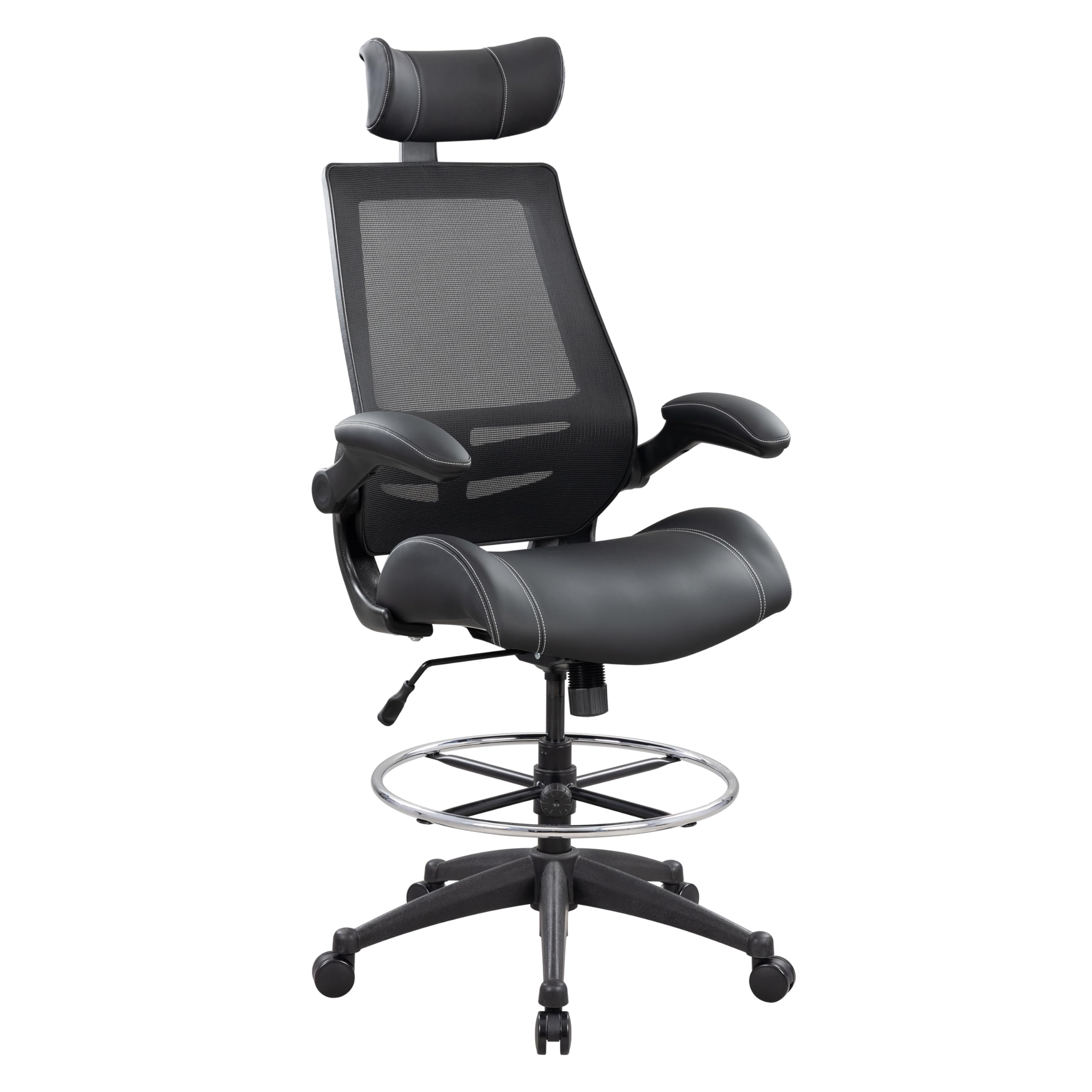 BOLISS 400 lb High-Back Drafting Chair with Footrest Ring