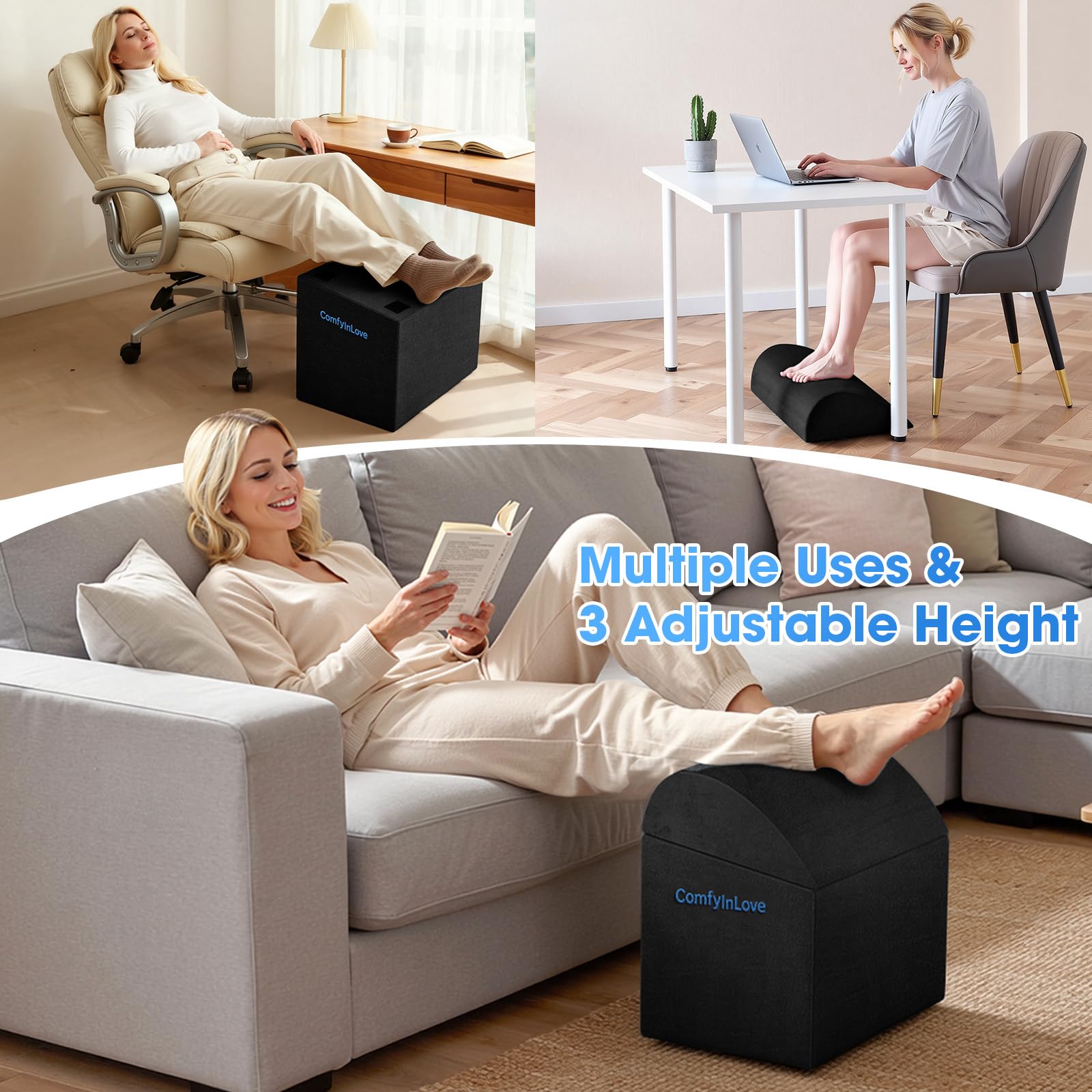 Ergonomic Under-Desk Foot Rest for Office Work