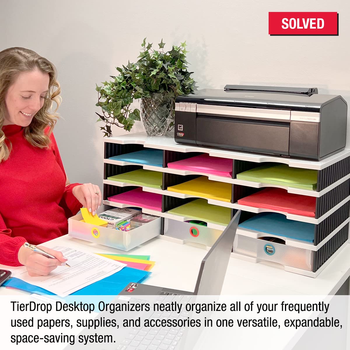 TierDrop 12-Tier Letter Tray Organizer with 3 Drawers
