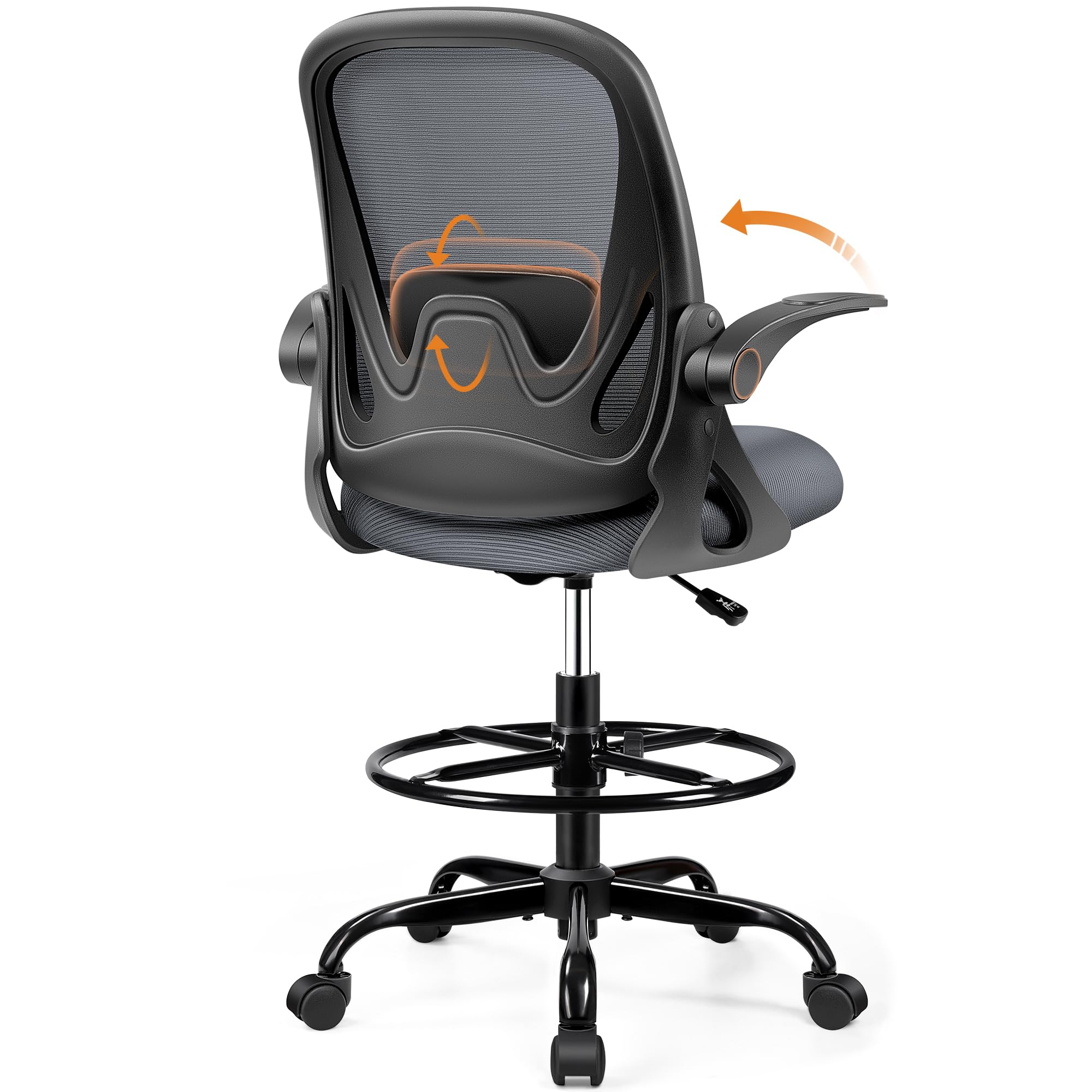 Primy PR934-Z Tall Drafting Chair with Flip-Up Armrests