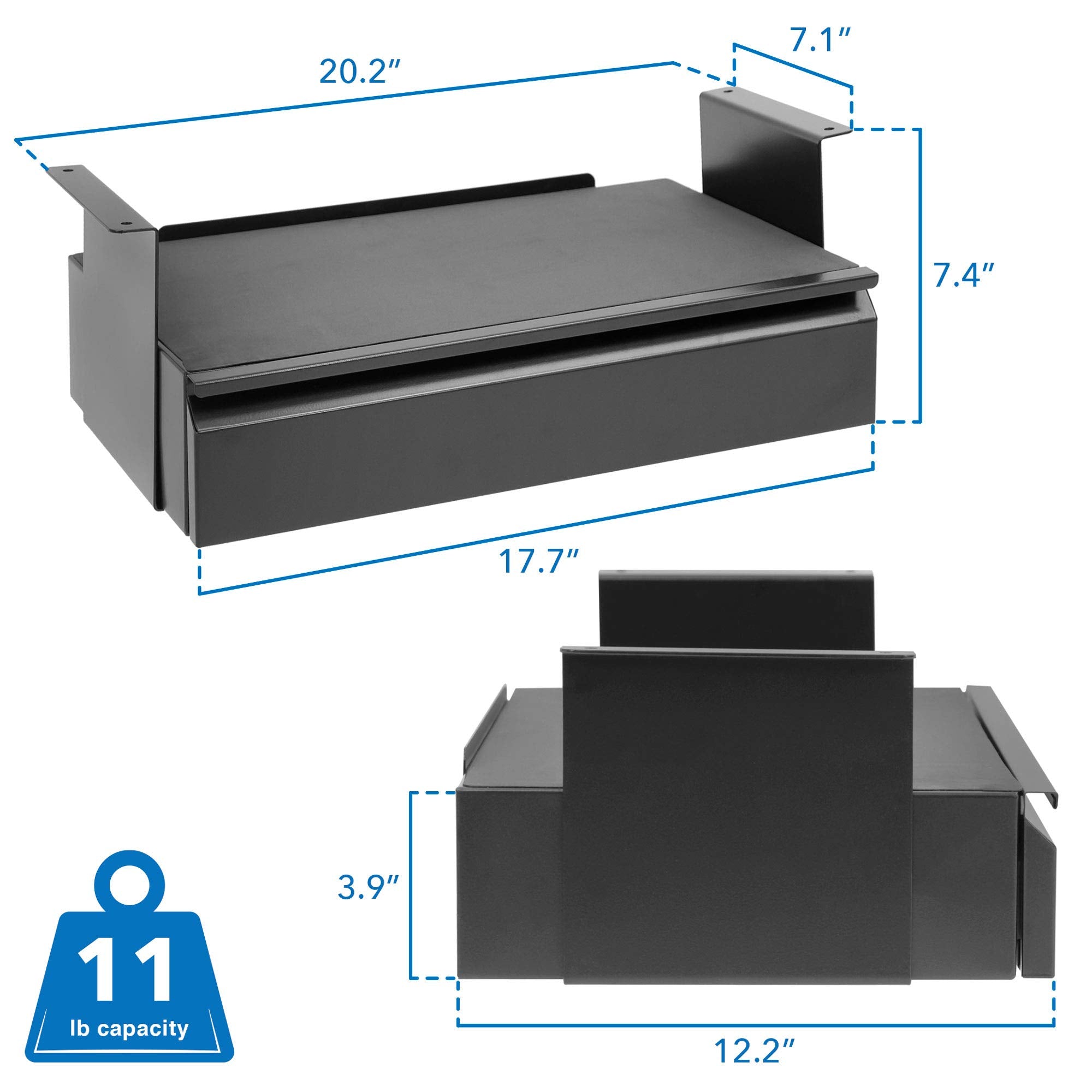 Mount-It! Under Desk Pull-Out Drawer Kit with Smooth Sliding Track | Office Storage Organizer | Mounts to Desktops Tables and Workbenches Over 0.71 Inches Thick