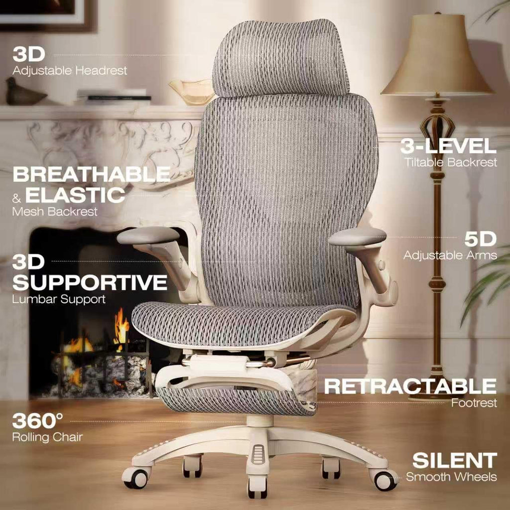 ELABEST X100 Ergonomic Mesh Office Chair with Footrest