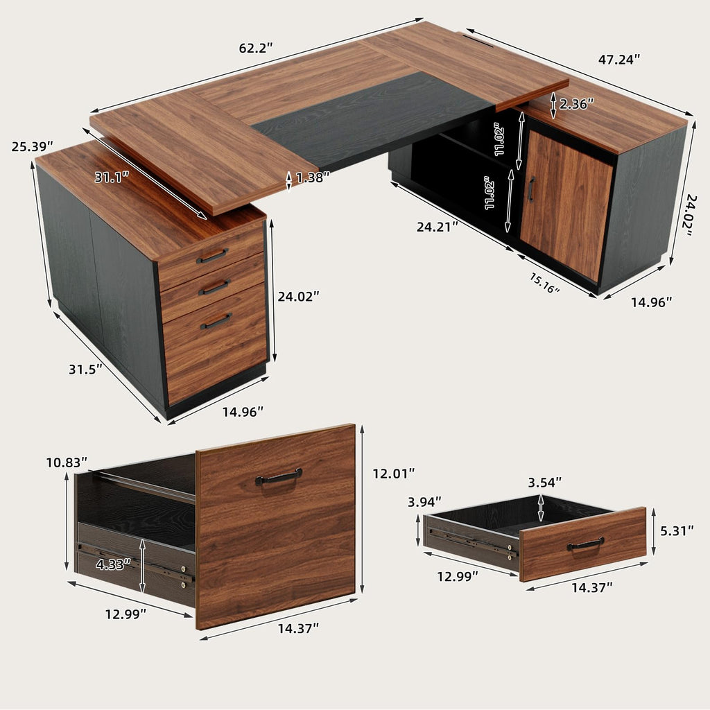 Epecoya 78-Inch L-Shaped Executive Desk