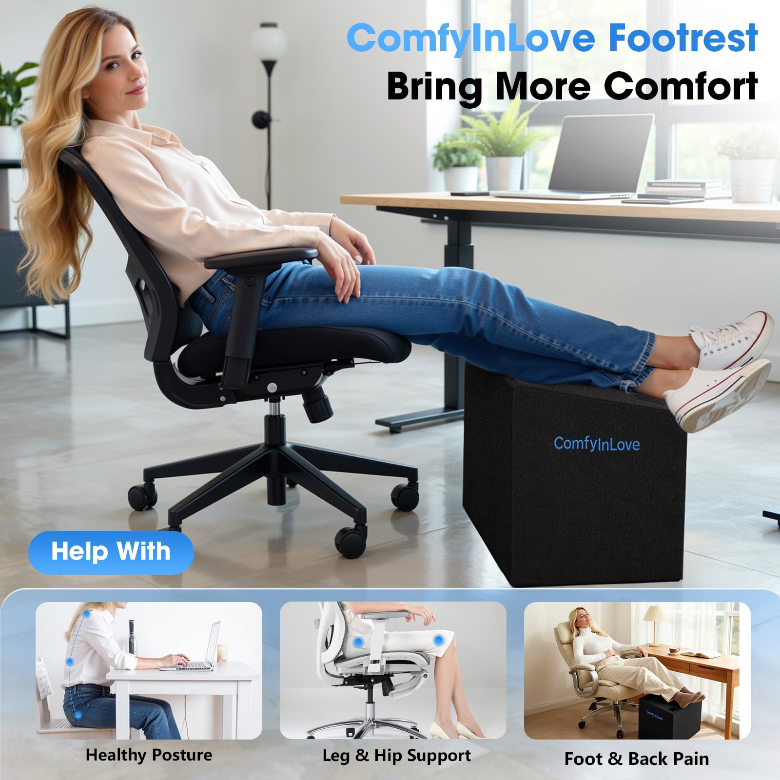 Ergonomic Under-Desk Foot Rest for Office Work