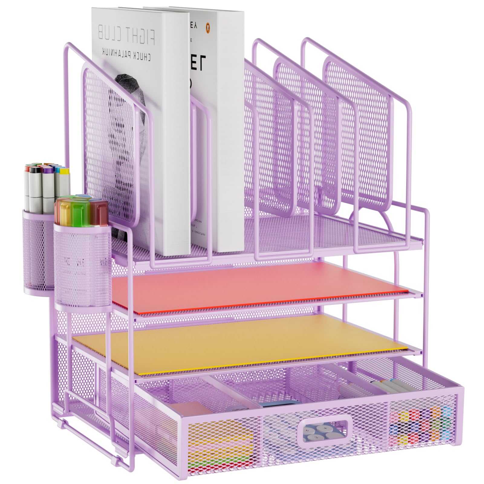 Marbrasse 4-Tier Mesh Desk File Organizer for Office