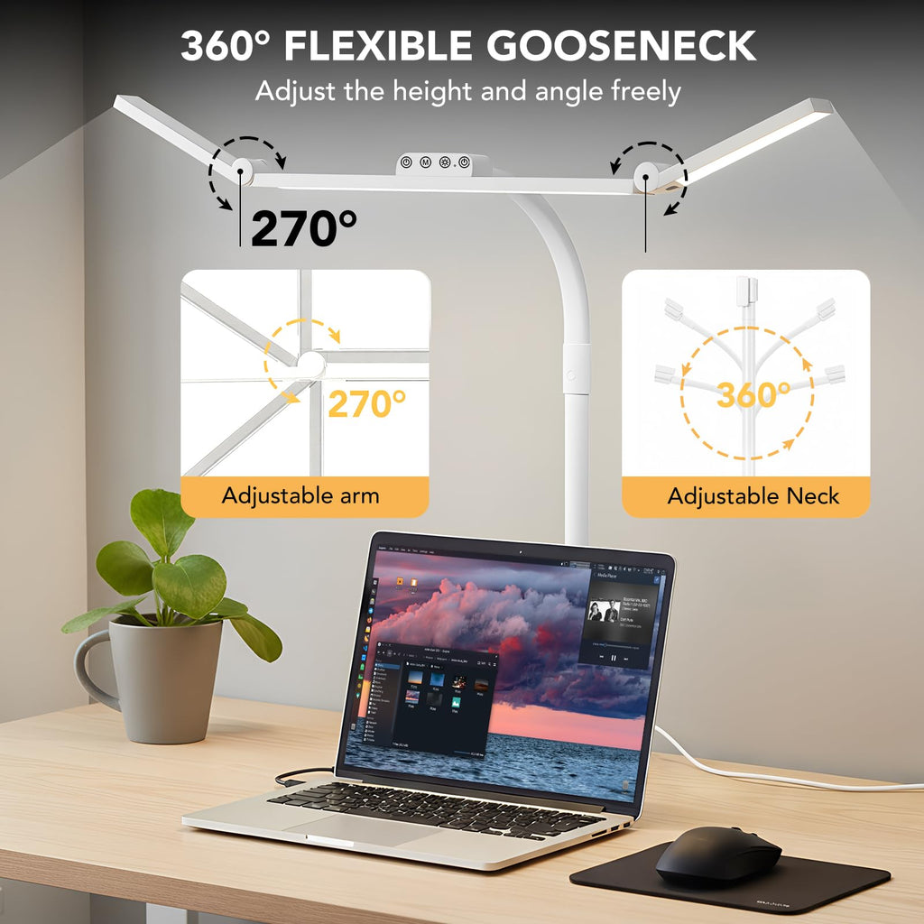 Galnolt Adjustable Gooseneck LED Desk Lamp for Home Office
