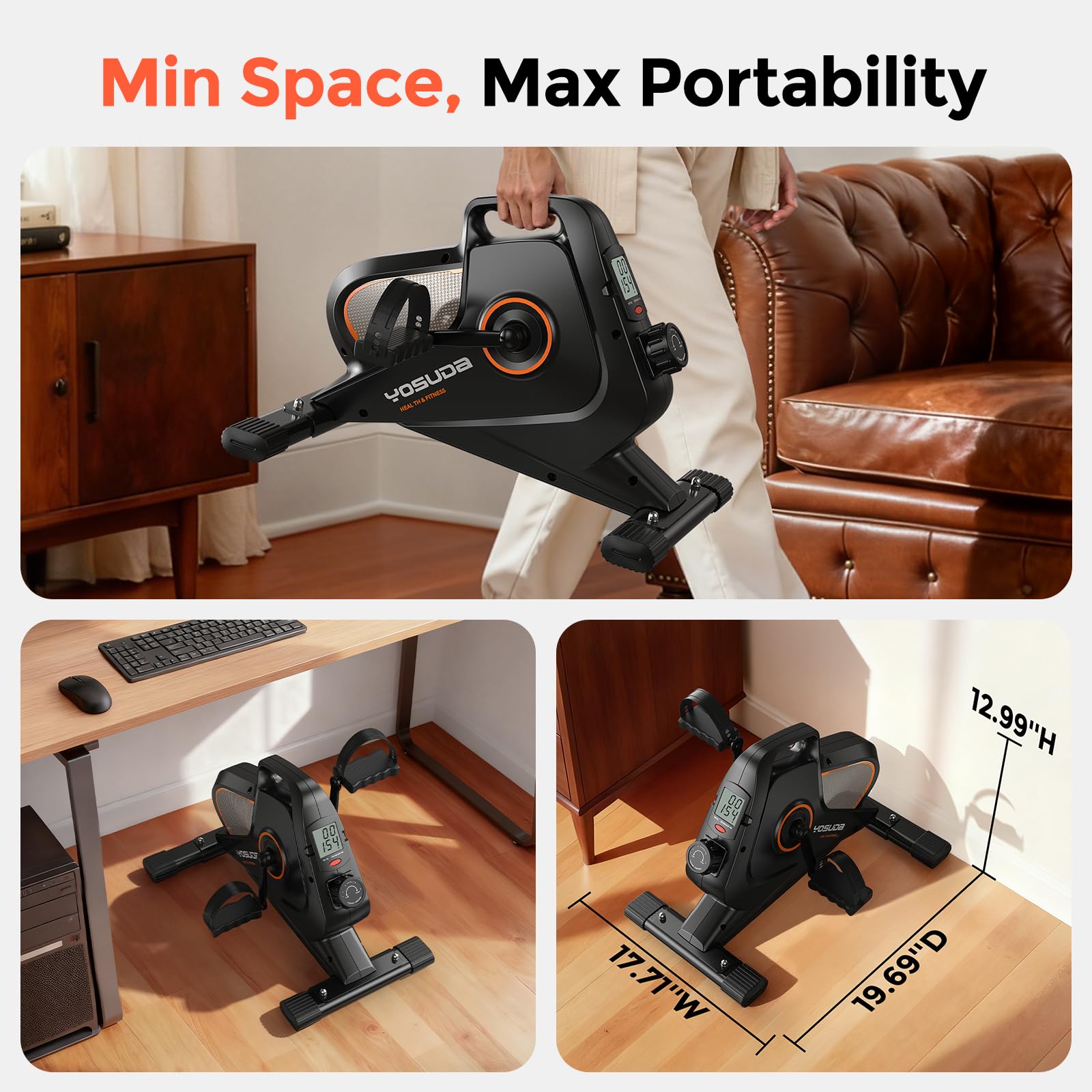 YOSUDA Under-Desk Exercise Bike with Bluetooth App