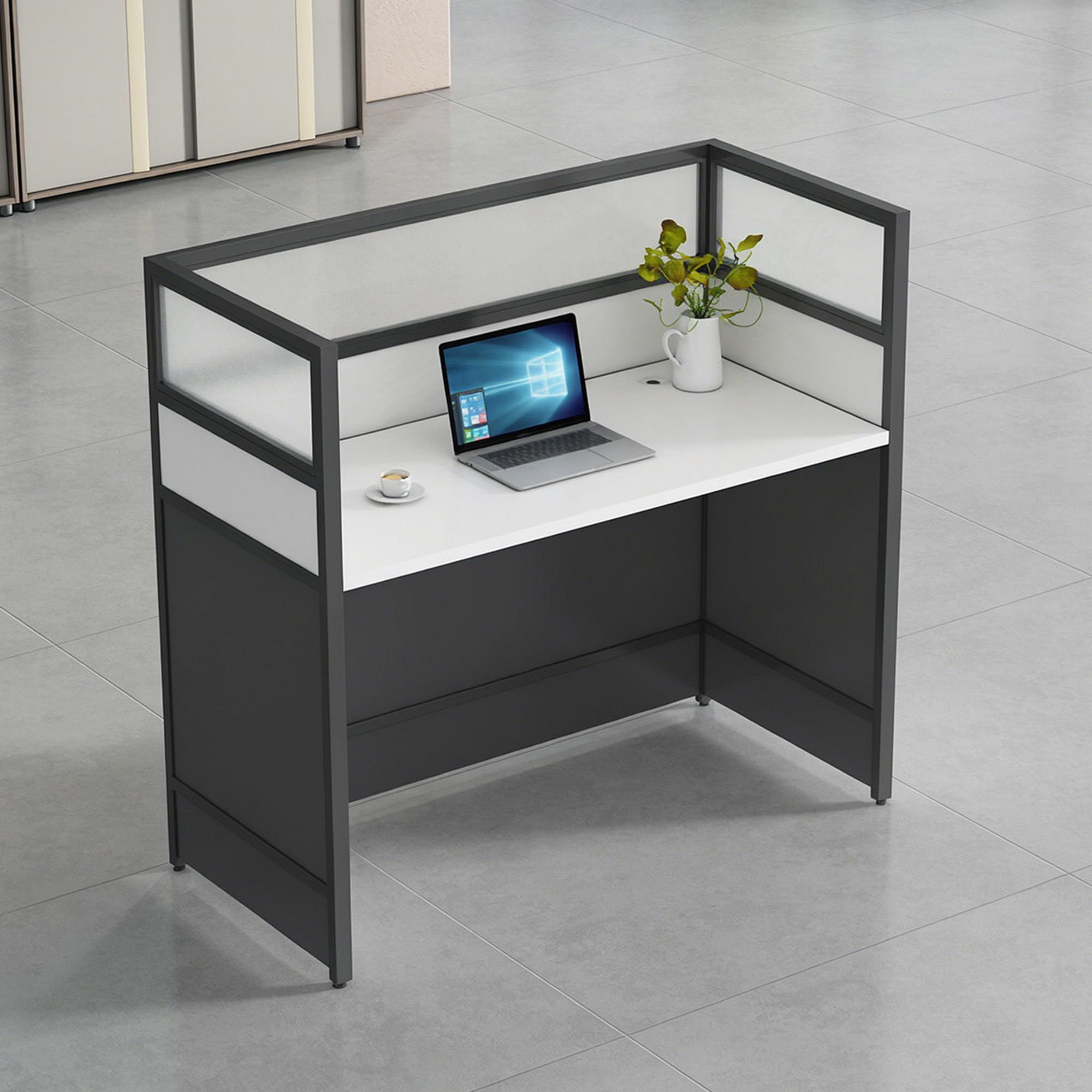 STLWR Office Cubicle Desk with Privacy Partitions