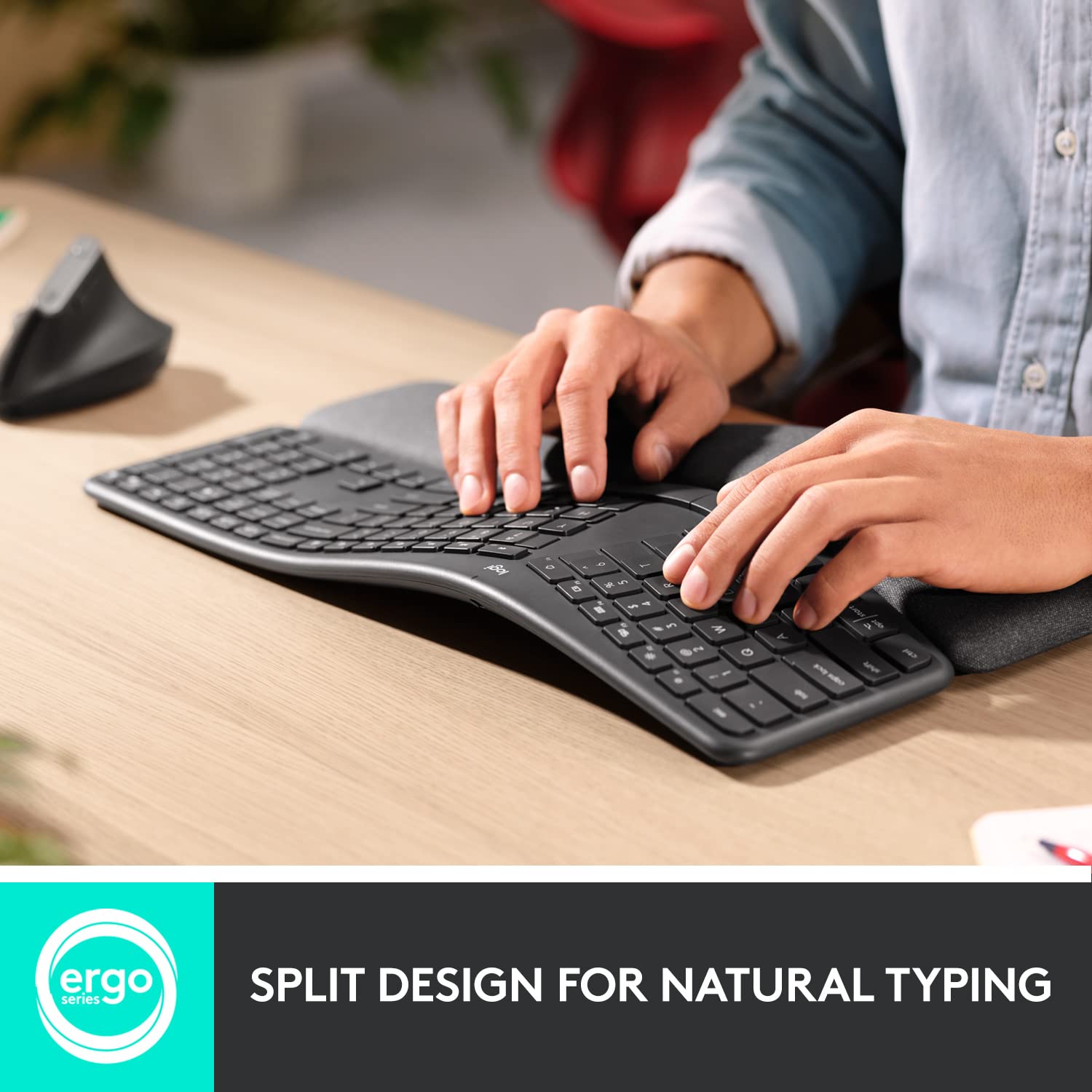 Logitech MX Master 3S Wireless Mouse and Ergo K860 Split Ergonomic Keyboard - Quieter Clicks, Faster Scrolling, Adjustable Palm Lift