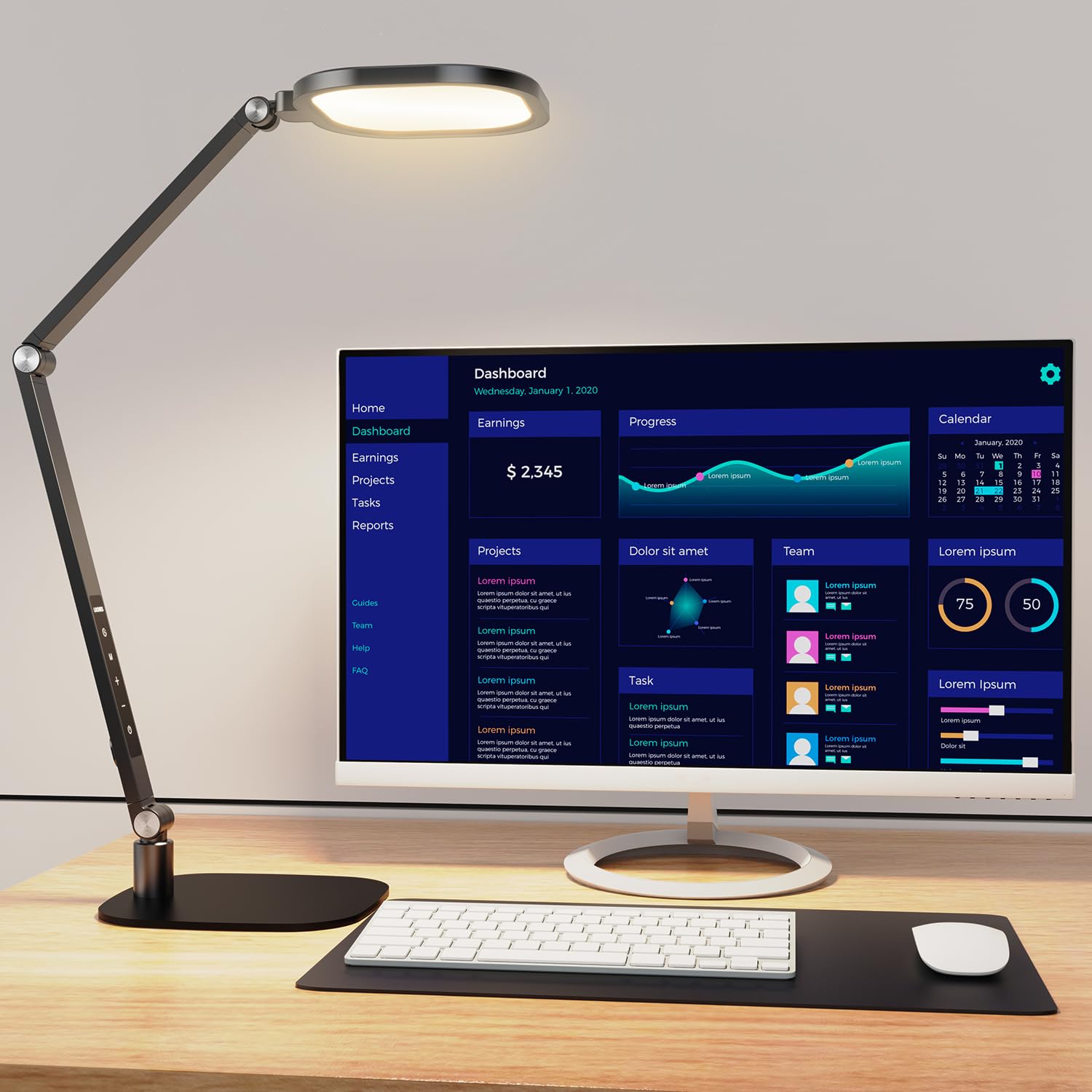 LitONES Modern Edge-Lit LED Desk Lamp for Home Office