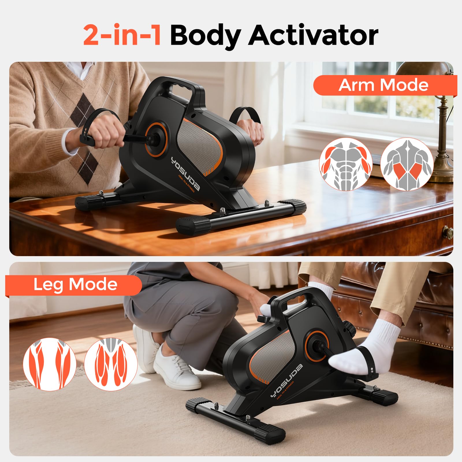 YOSUDA Under-Desk Exercise Bike with Bluetooth App