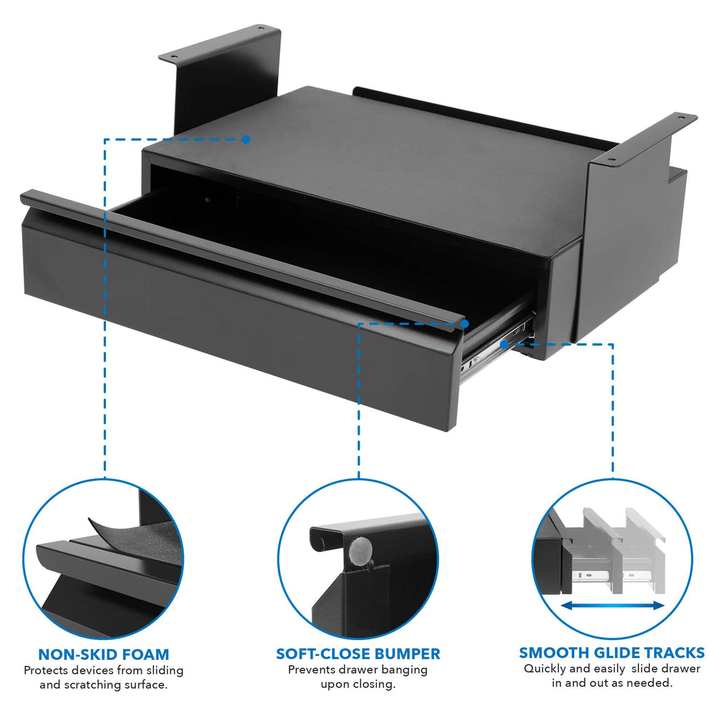 Mount-It! Under Desk Pull-Out Drawer Kit with Smooth Sliding Track | Office Storage Organizer | Mounts to Desktops Tables and Workbenches Over 0.71 Inches Thick