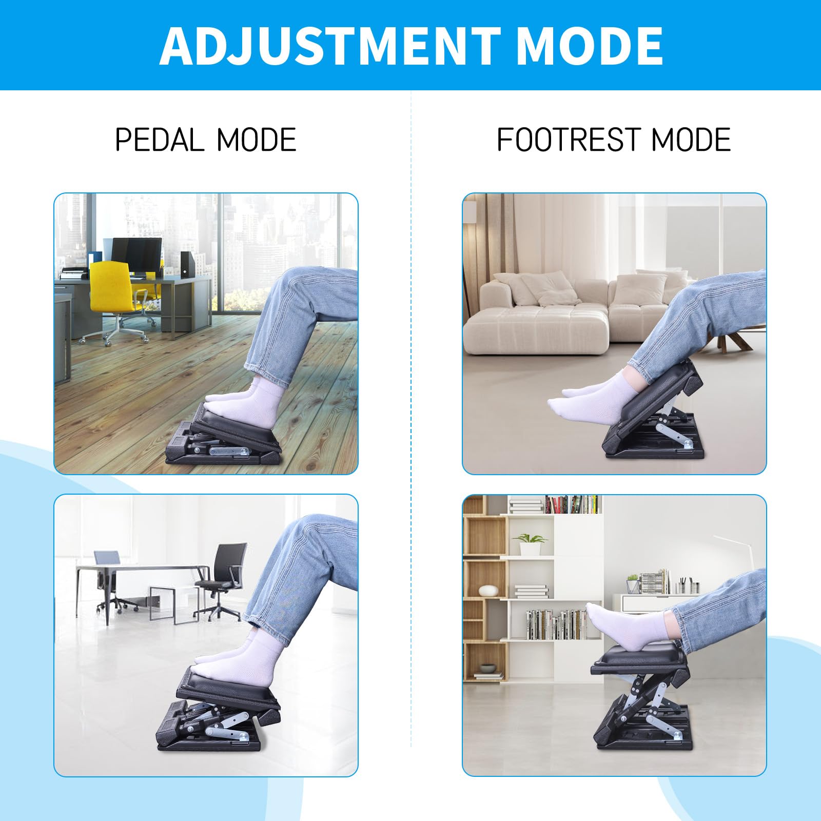 Adjustable Ergonomic Under-Desk Footrest for Office