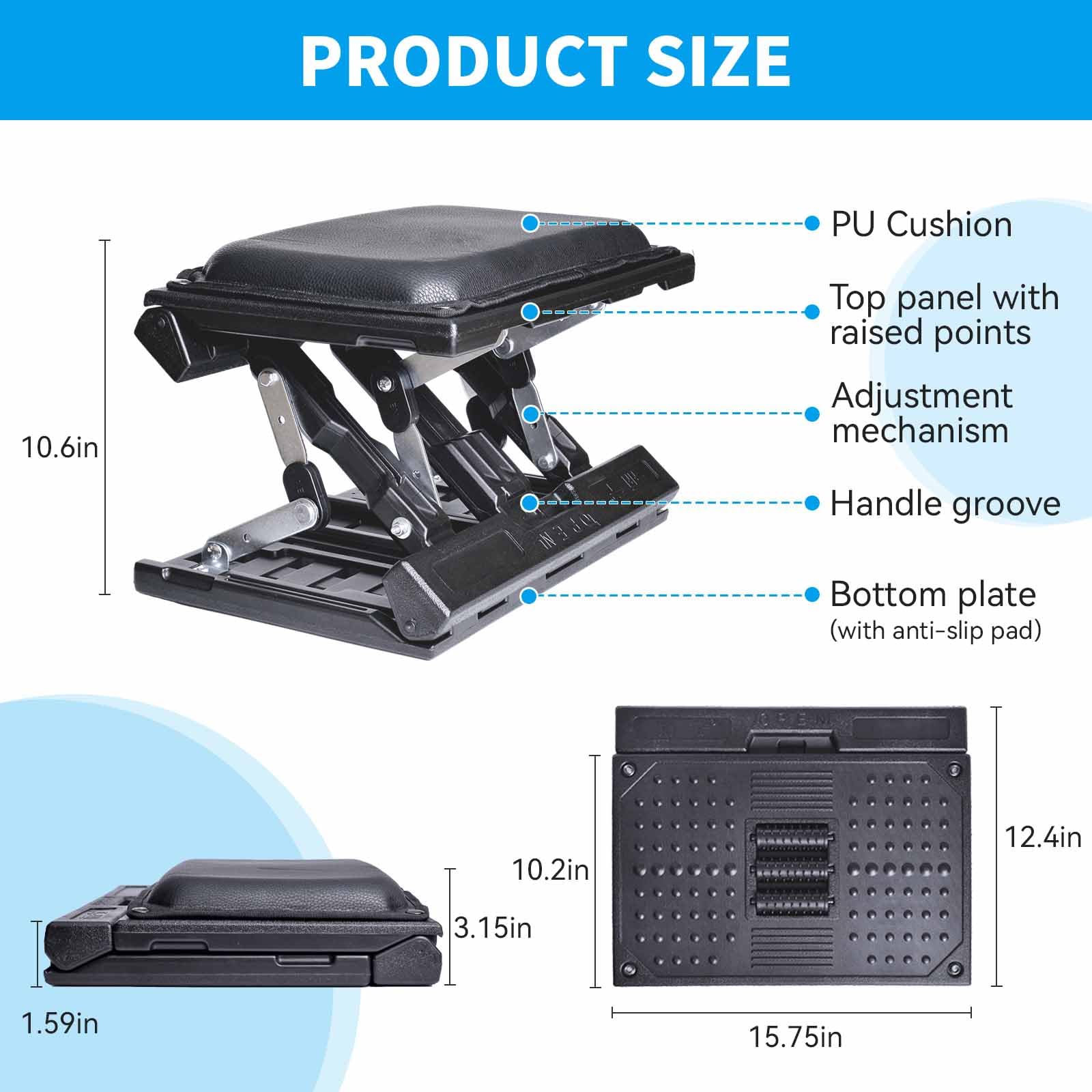 Adjustable Ergonomic Under-Desk Footrest for Office