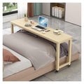 HYgloF Mobile Computer Desk Overbed Bedside Table with Wheels, Wooden Mobile Standing Desk Laptop Rolling Computer Cart for Hospital Home Use Adjustable