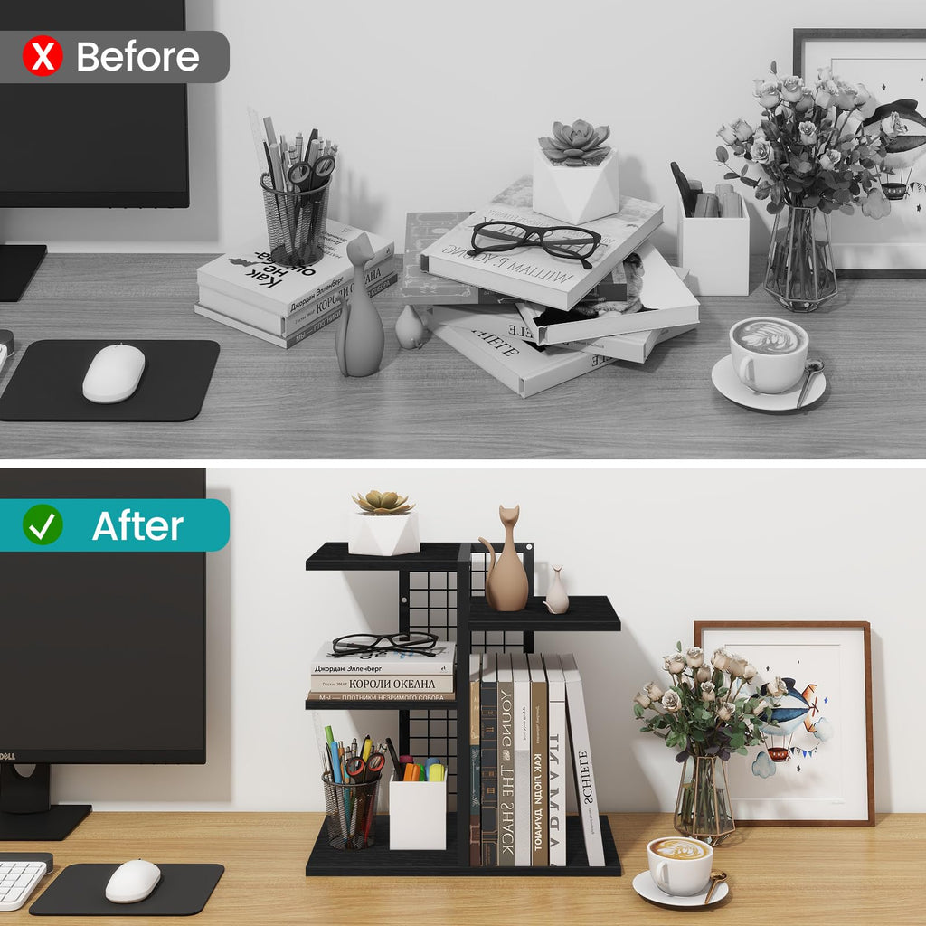 ELITEROO 4-Tier Adjustable Wooden Desktop Shelf Organizer