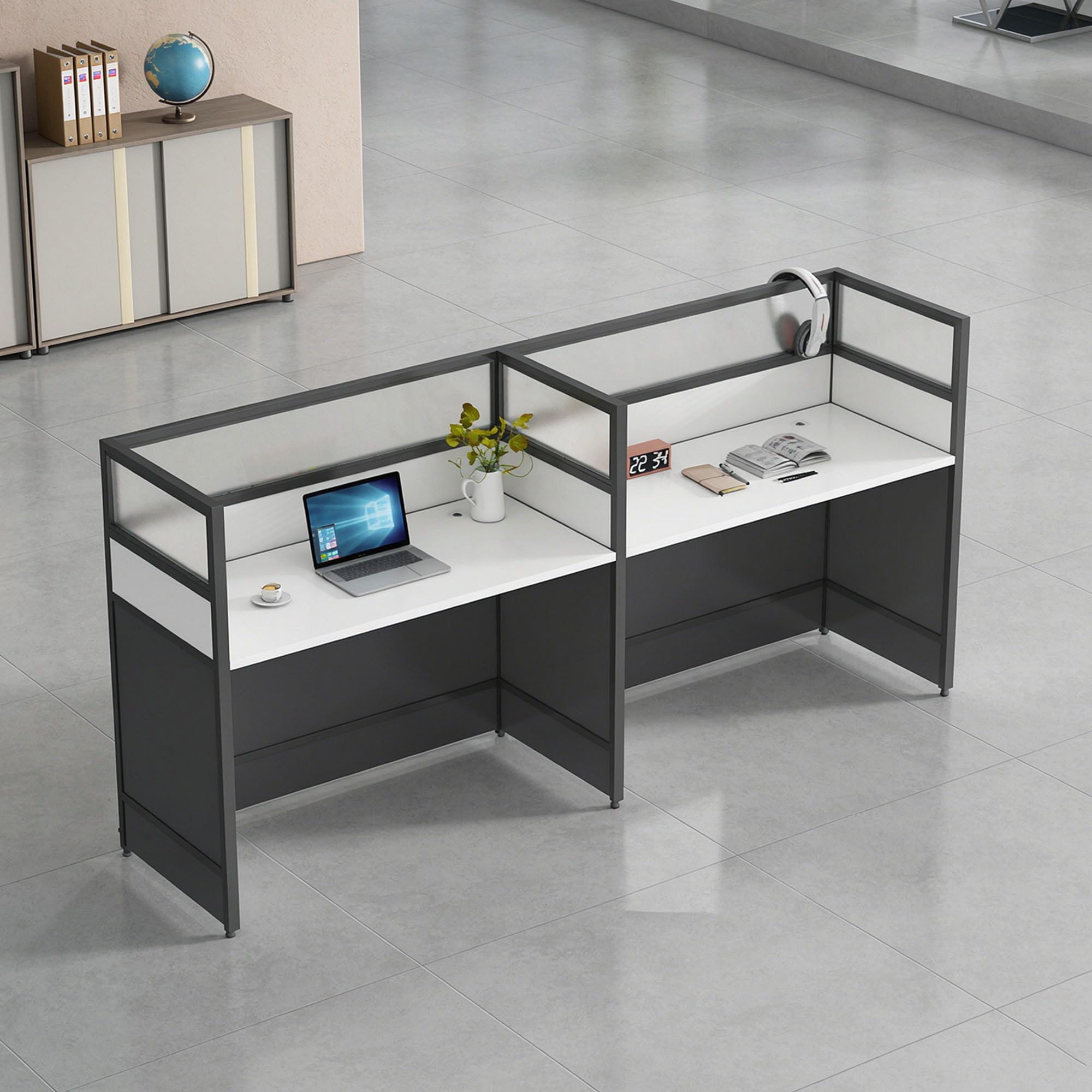 STLWR Office Cubicle Desk with Privacy Partitions