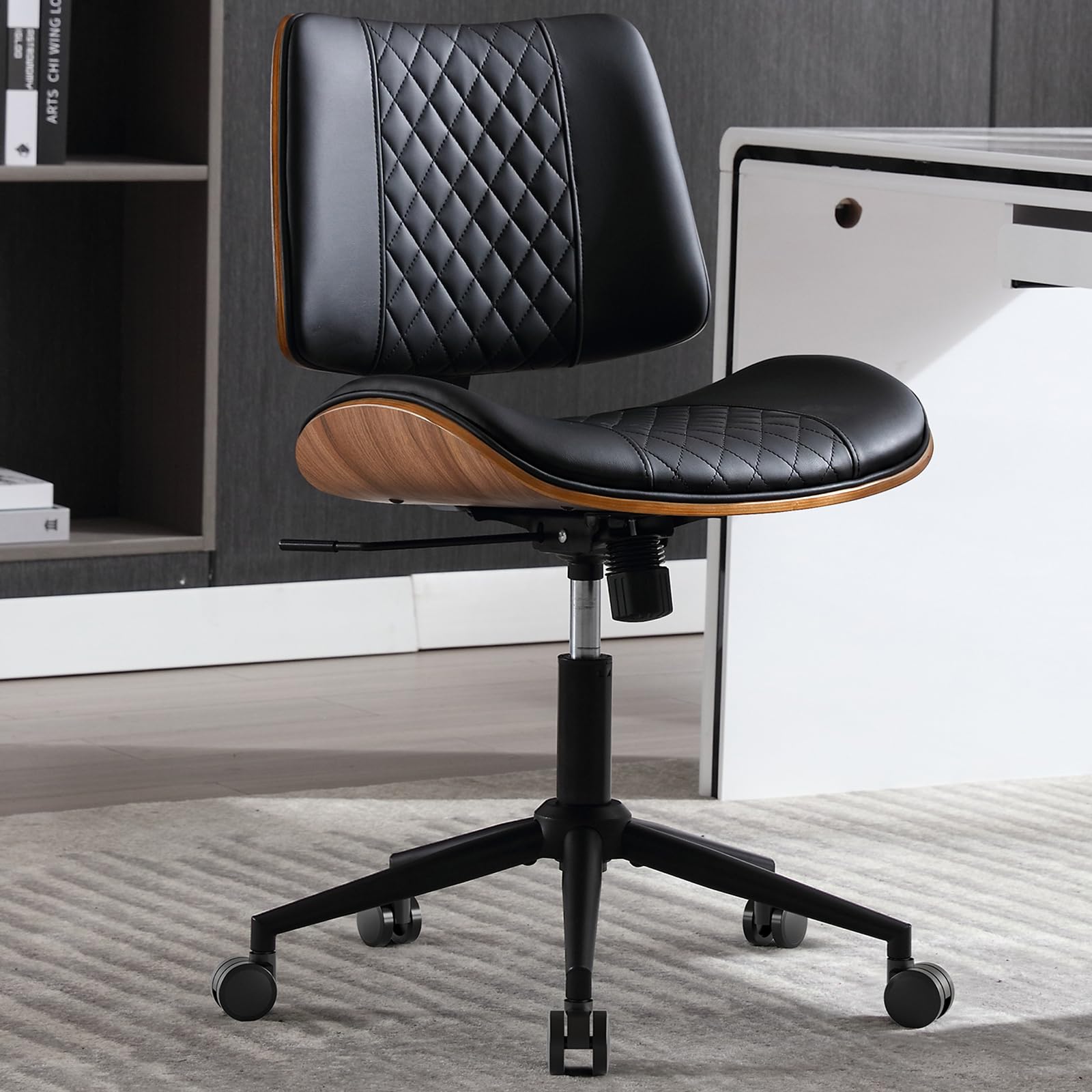 BERYTH 5010 Mid-Back Walnut Office Chair with Wheels
