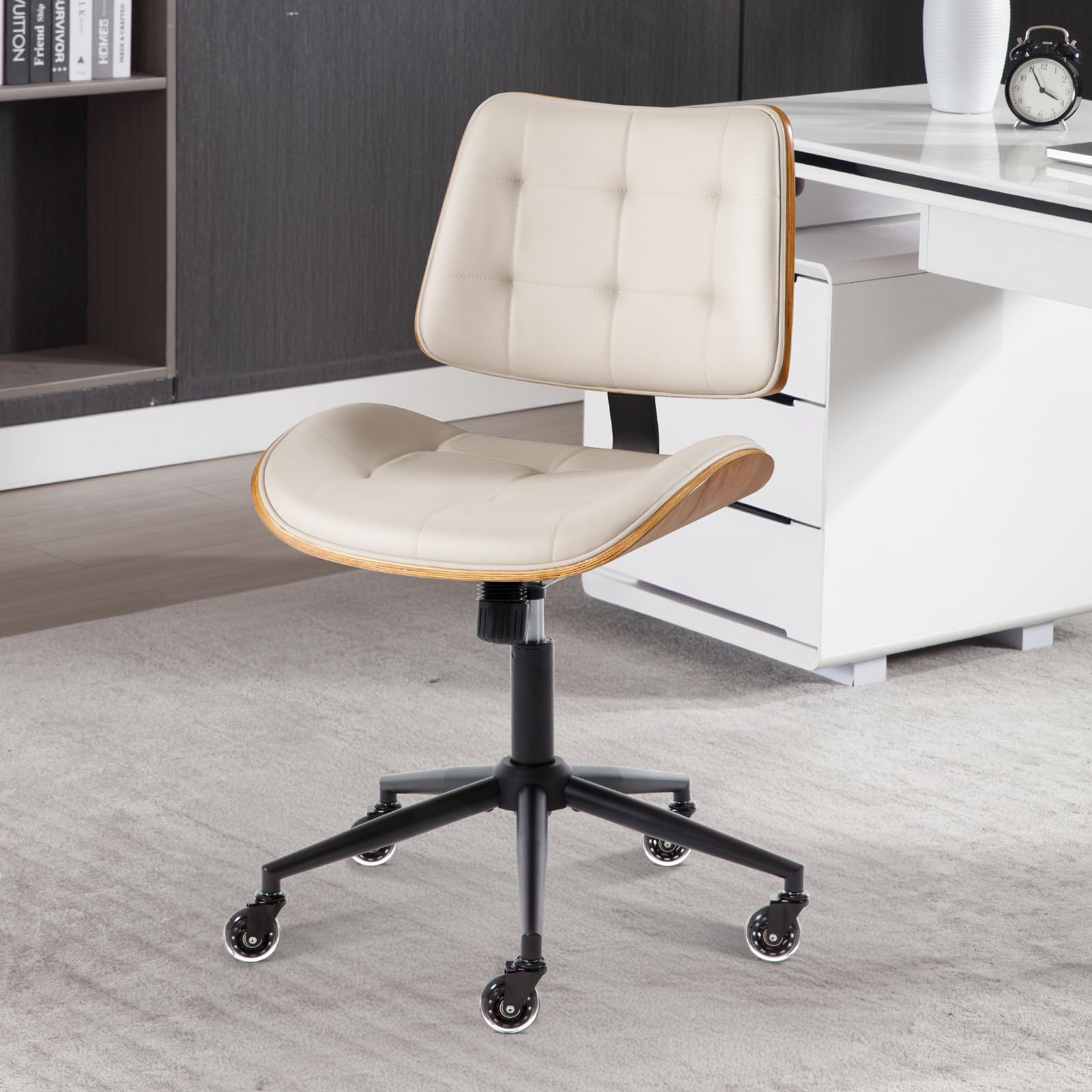 BERYTH 5010 Mid-Back Walnut Office Chair with Wheels