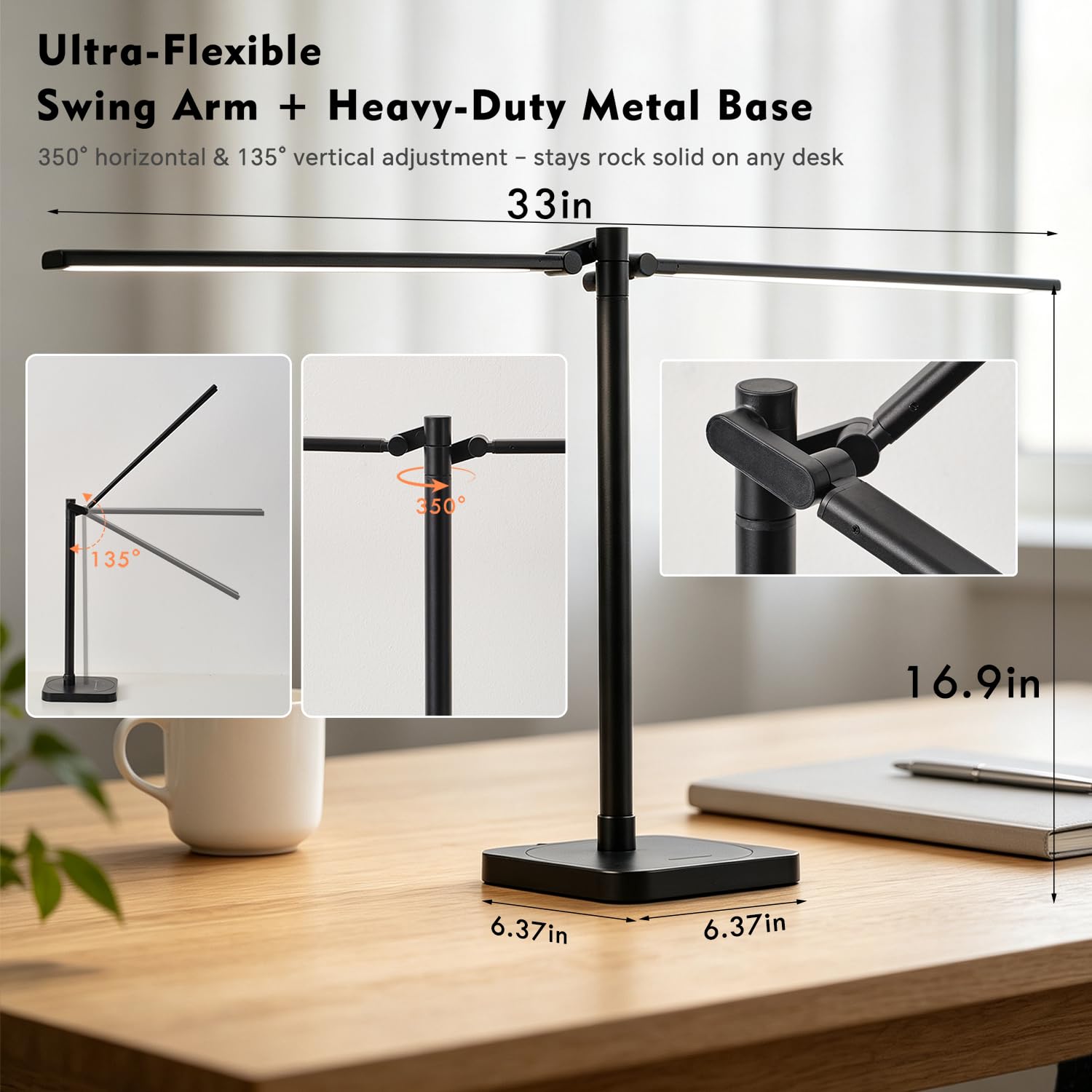 BOHON LED Desk Lamp with USB-C & Wireless Charging