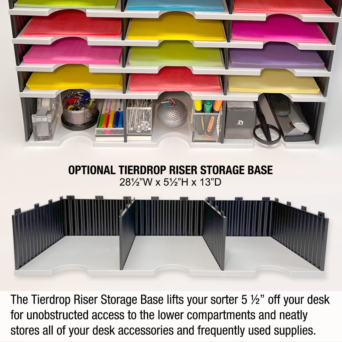 TierDrop 12-Tier Letter Tray Organizer with 3 Drawers
