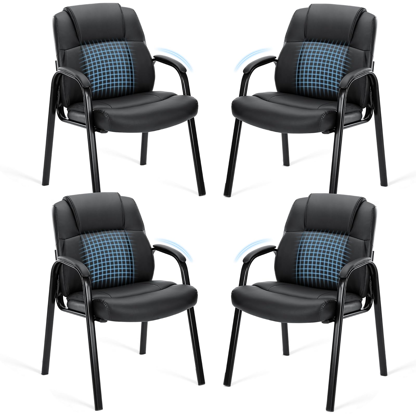 OLIXIS Leather Reception Guest Chair with Padded Arms