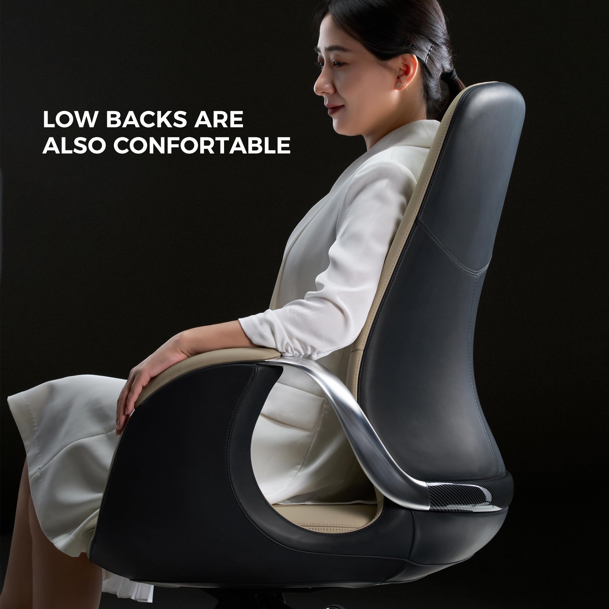 TOMU Genuine Leather Executive Office Chair, Ergonomic Big and Tall Comfortable Office Chair for Sitting All Day, Luxury Office Chair for Woman and Men, with Aluminum Sturdy Swivel Base, Reclining