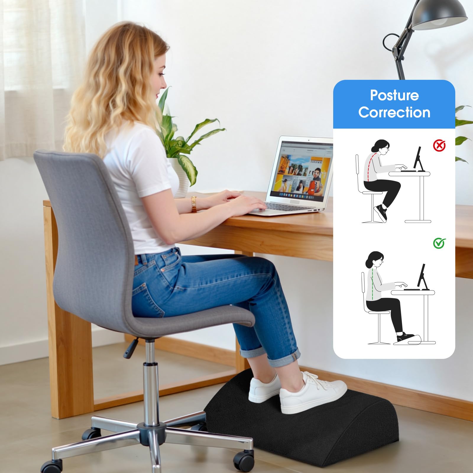 Ergonomic Under-Desk Foot Rest for Office Work