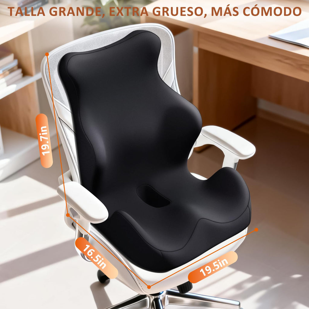 Seat Cushion with Back Support,Lumbar Support Pillow for Office Chair,office chair cushion for Sciatica and Hemorrhoid Relief,Tailbone Pain，Memory Foam Seat Cushion with L-Shaped Ergonomic Design