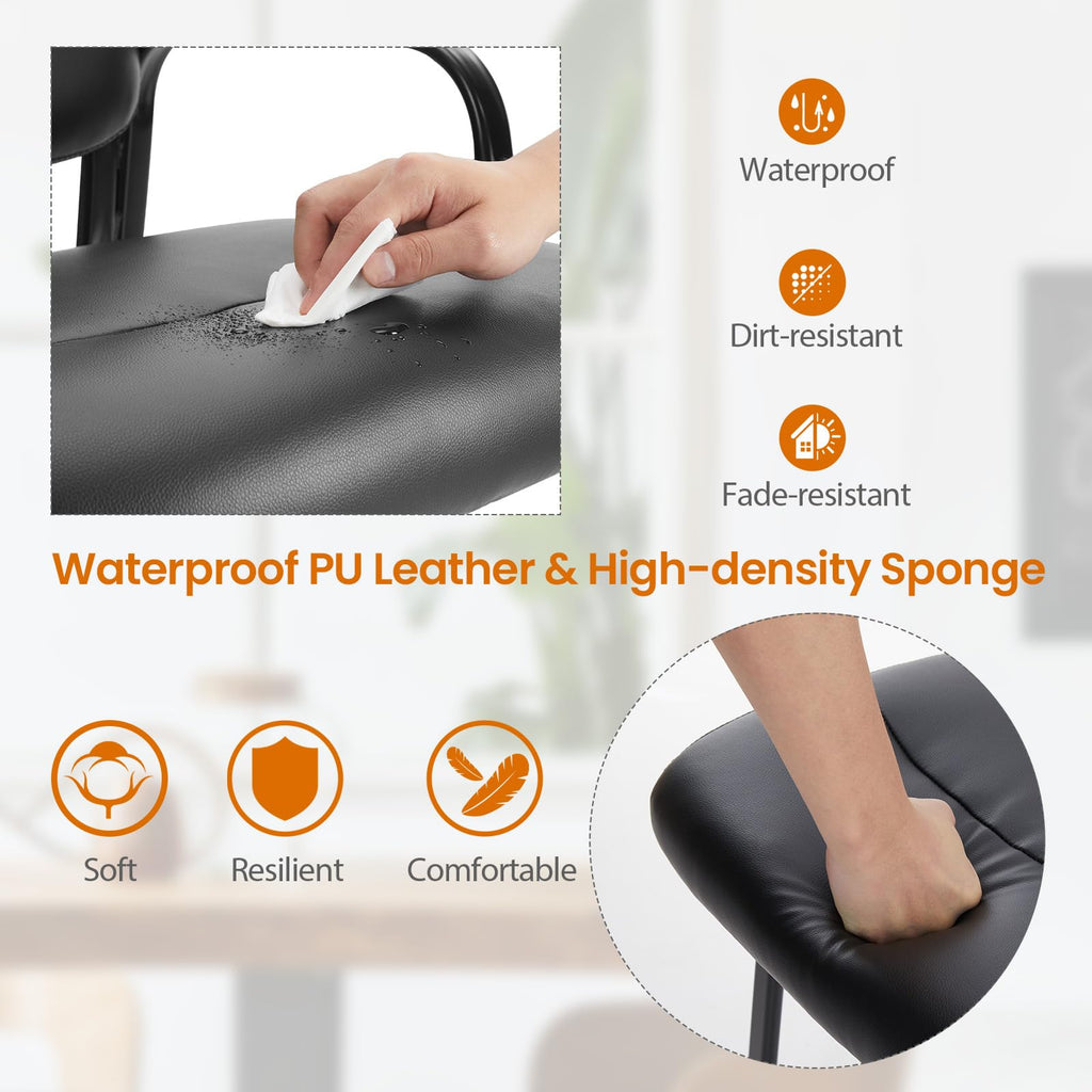 OLIXIS Waiting Room Chair, Leather Office Desk Reception Guest Stationary Side Chairs with Padded Arms for Home Conference Lobby Area Meeting Church Medical Clinic Elderly Student