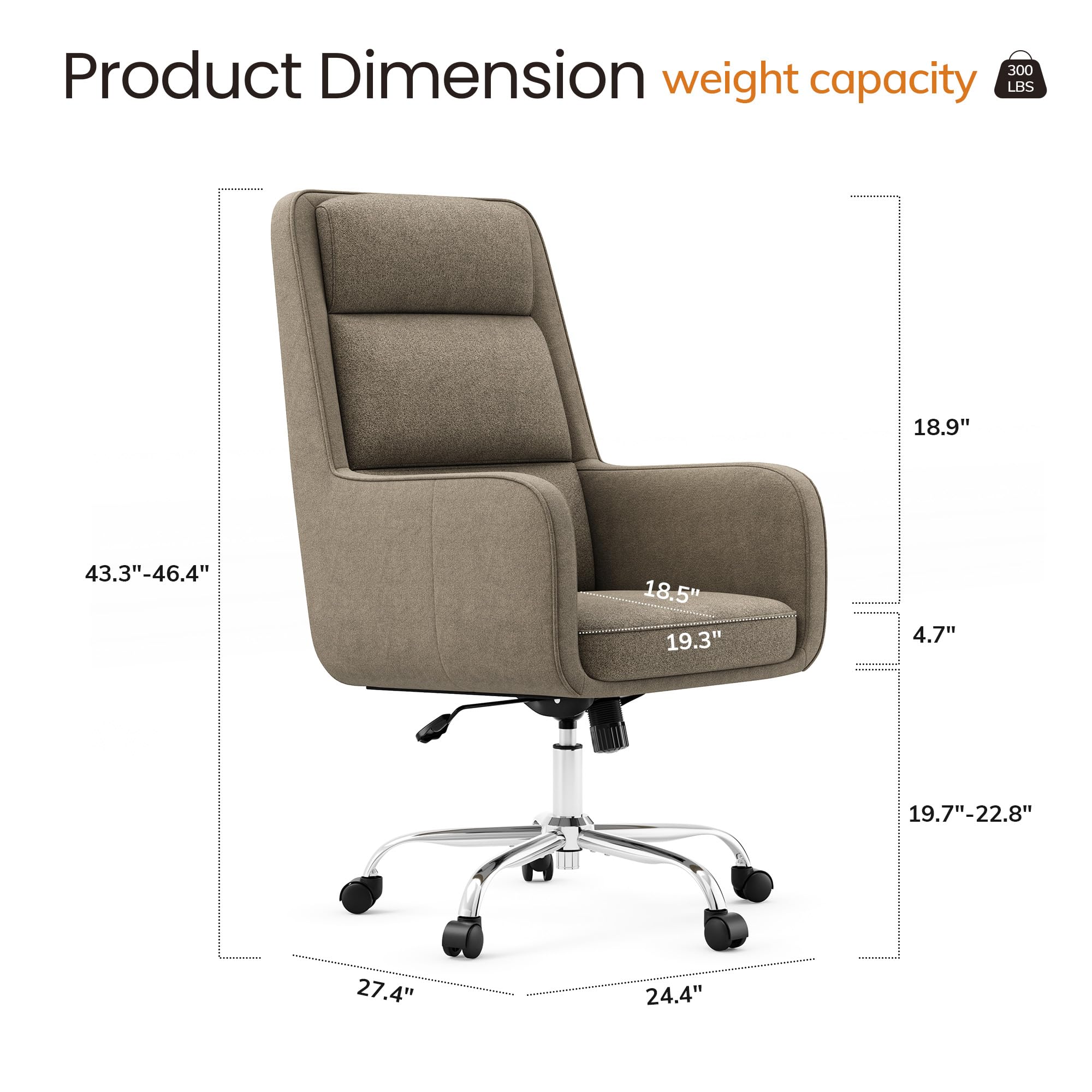 COLAMY Modern Executive High Back Home Office Chair Vanity Chair with Head and Lumbar Support, Armrest