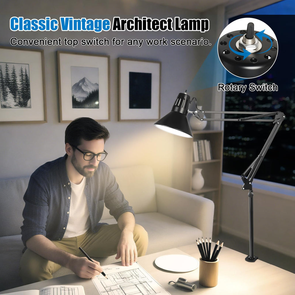 DXOVEEN 360° Adjustable LED Clamp-On Desk Lamp