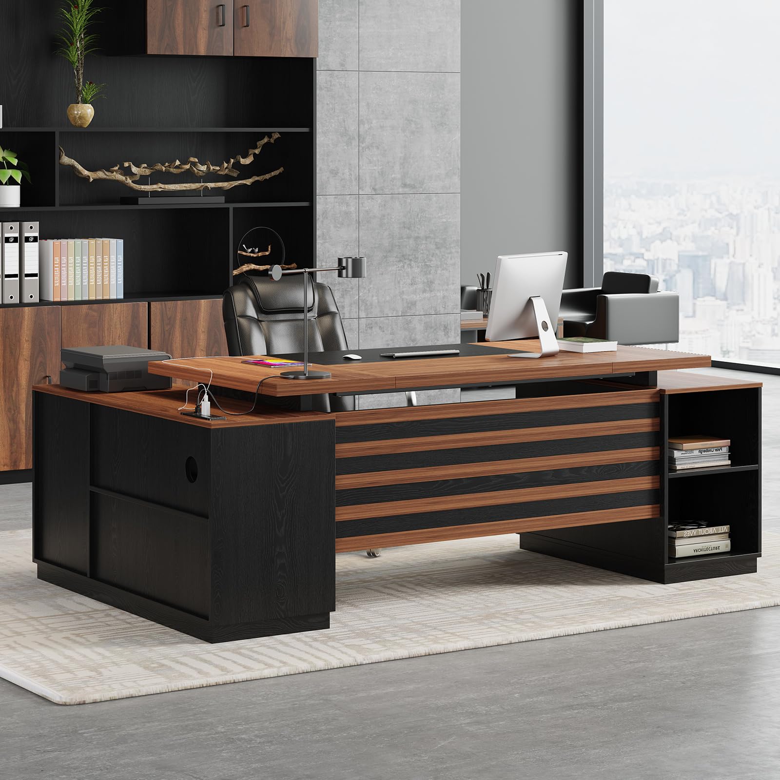 Epecoya 78-Inch L-Shaped Executive Office Desk