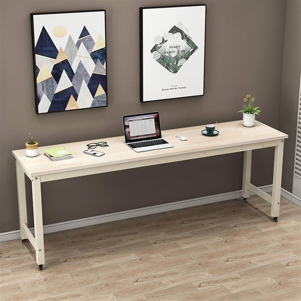 HYgloF Mobile Computer Desk Overbed Bedside Table with Wheels, Wooden Mobile Standing Desk Laptop Rolling Computer Cart for Hospital Home Use Adjustable
