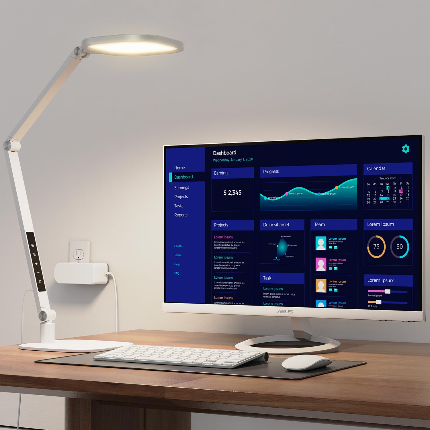 LitONES Modern Edge-Lit LED Desk Lamp for Home Office