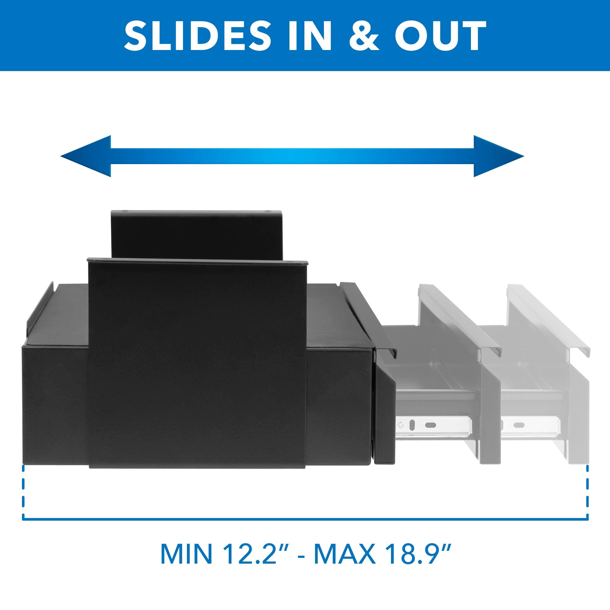 Mount-It! Under Desk Pull-Out Drawer Kit with Smooth Sliding Track | Office Storage Organizer | Mounts to Desktops Tables and Workbenches Over 0.71 Inches Thick